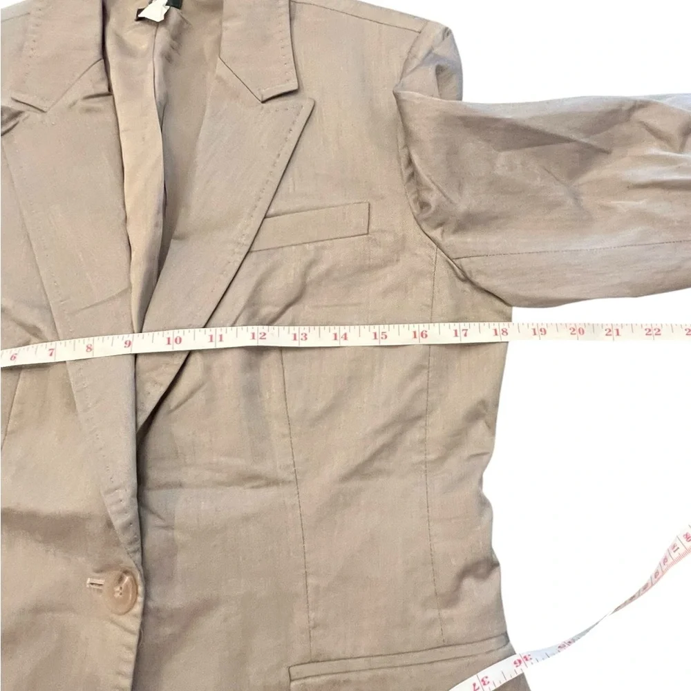 J Crew Schoolboy Tan Blazer‎ Womens Cotton 1-Button 8 Pink Lining Fitted Preppy